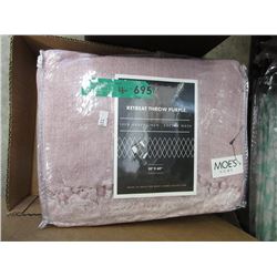 4 New 100% Heavy Linen Throws - Purple