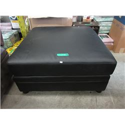 New  Large Black Leather Ottoman