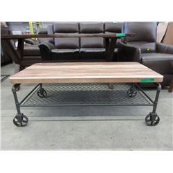 New Wood Top Industrial Size Coffee Table