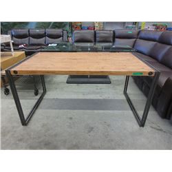 New LH Imports Wood Top Table with Metal Frame