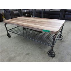 New Wood Top Industrial Size Coffee Table