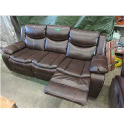 New 64" Brown Leather Manual Reclining Sofa