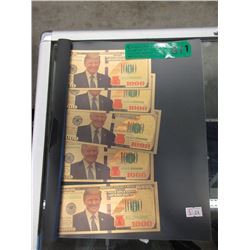 4 Donald Trump Gold Foil $1000 Novelty Notes