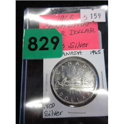 1965 Canadian Silver Dollar Coin - .800 Silver