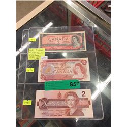 Last 3 Issues of the Canadian $2 Bill