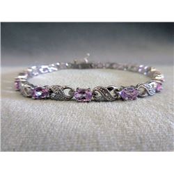 6.02 CT Amethyst & Diamond Tennis Bracelet