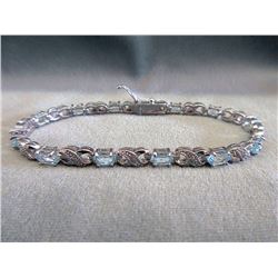 Blue Topaz & Diamond Tennis Bracelet