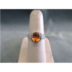 Citrine & Diamond Sterling Silver Cocktail Ring
