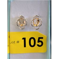 New Citrine & Diamond Sterling Silver Earrings