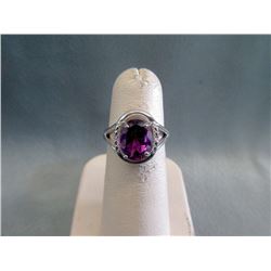 2.9 CT Amethyst & Diamond Sterling Silver Ring