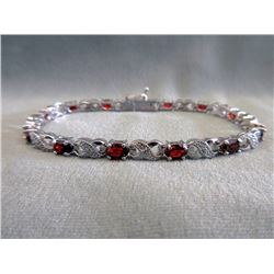 Stunning Garnet & Diamond Tennis Bracelet