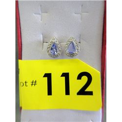 New Tanzanite & Diamond Sterling Silver Earrings