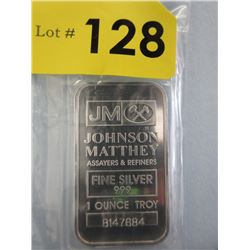 1 Oz. .999 Fine Silver Johnson Matthey Bar