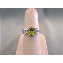 Sterling Silver Green Peridot & Tanzanite Ring