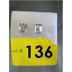 New Emerald Cut Green Amethyst Stud Earrings