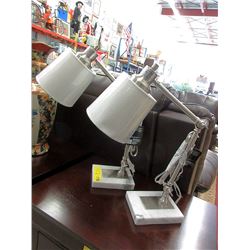 Pair of New Marble Base Adjustable Table Lamps