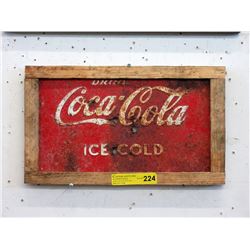Vintage Wood Framed Embossed Coca-Cola Sign