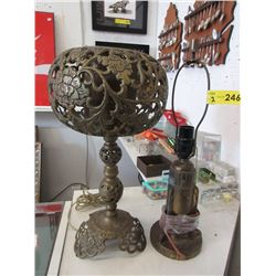 2 Vintage Metal Table Lamps