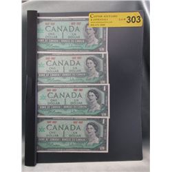 4 Canadian 1967 Centennial One Dollar Bills