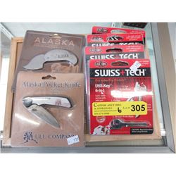 2 New Alaska Pocket Knives & 4 New Utili-Keys