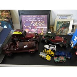 3 Wood Car Models & 5 Die-Cast Toys