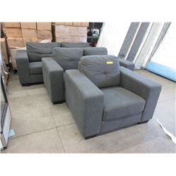 New 3 Piece Sofa Set - Grey Fabric Upholstery