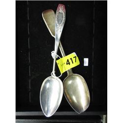 Two Vintage Sterling Silver Serving Spoons