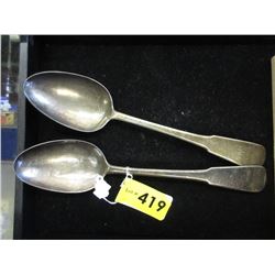 Two Vintage Sterling Silver Serving Spoons
