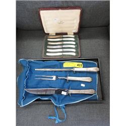 Sheffield Knives & Sterling Handled Carving Set