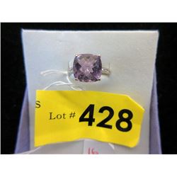 10KT White Gold Amethyst and Diamond Ring - Size 7