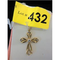 14KT Yellow Gold Cross with 5 CZ Stones