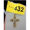 Image 1 : 14KT Yellow Gold Cross with 5 CZ Stones