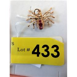 10KT Yellow Gold and Ruby Spider Pendant