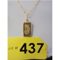 18KT Gold Chain with 24KT Gold Bar Pendant