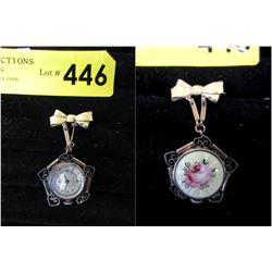 Beautiful Art Deco Enamel Backed Brooch Watch