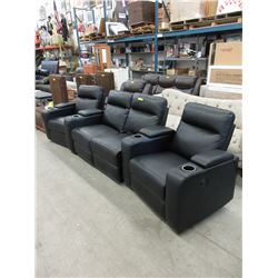 New Black 3-Piece Powered Theater Seating