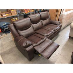 New Brown Leather Manual Reclining Sofa
