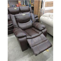 New Brown Leather Manual Reclining Chair