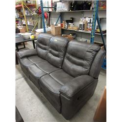 New Grey Leather Manual Reclining Sofa