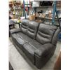 Image 1 : New Grey Leather Manual Reclining Sofa