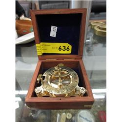 West London Brass Compass in Wood Box