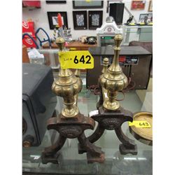 Vintage Small Cast Metal Andirons