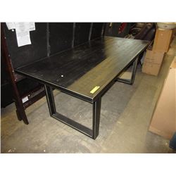 New Black LH Imports Metal Framed Wood Top Table