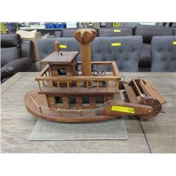 Wood Paddle Wheeler Boat Model with Light