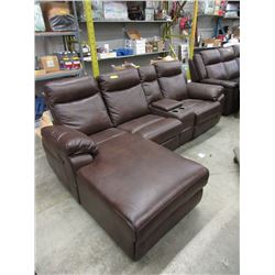 New Brown Leather Sectional with Chaise