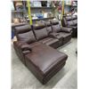 Image 1 : New Brown Leather Sectional with Chaise