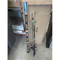 3 Fishing Rods with Reels & Level
