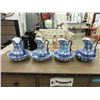 Image 1 : 4 New Blue Floral Jug & Basin Sets