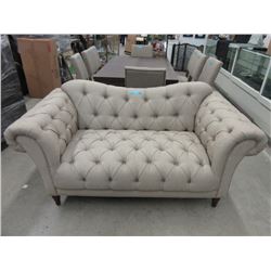 New Button Tufted Fabric Loveseat