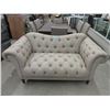 Image 1 : New Button Tufted Fabric Loveseat